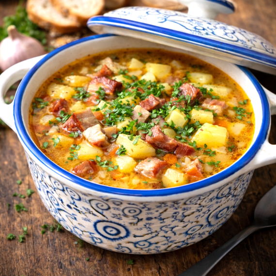 Ciorbă de cartofi cu afumătură