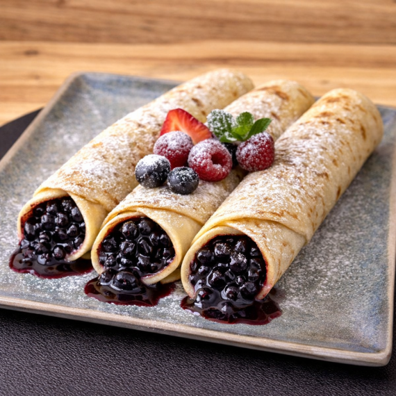 Clatite cu dulceata de afine