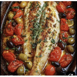 Păstrăv file cu măsline și roșii cherry – aromă proaspătă și delicată