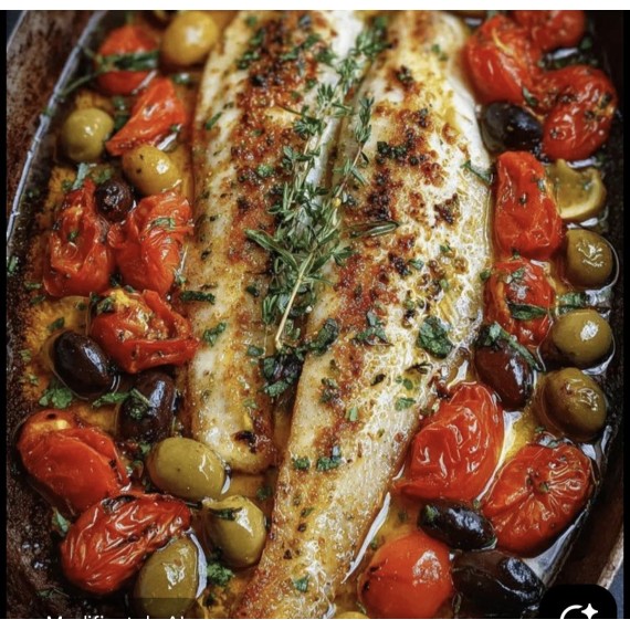 Păstrăv file cu măsline și roșii cherry – aromă proaspătă și delicată