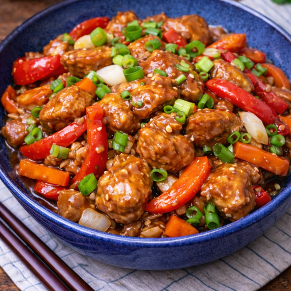 Pui cu legume în stil asiatic